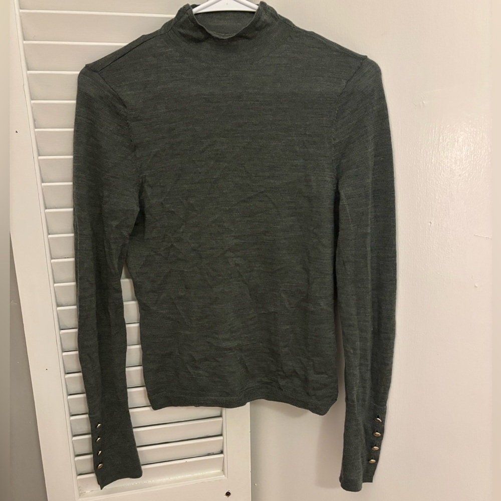 Abercrombie Mock Neck Long-Sleeve with Button Cuff